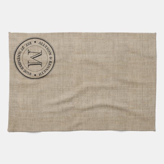 あなた自身のバーラップにレトロのロゴのモノグラムをして下さい キッチンタオル (横)