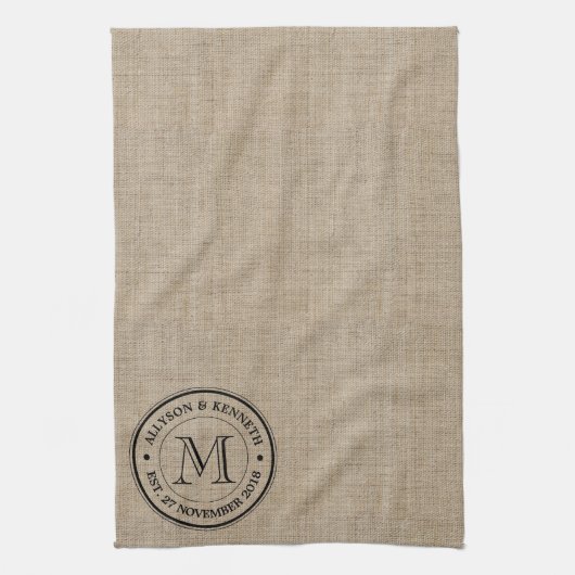 あなた自身のバーラップにレトロのロゴのモノグラムをして下さい キッチンタオル (縦)