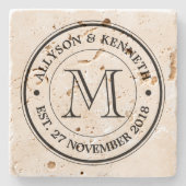 あなた自身のバーラップにレトロのロゴのモノグラムをして下さい ストーンコースター (正面)