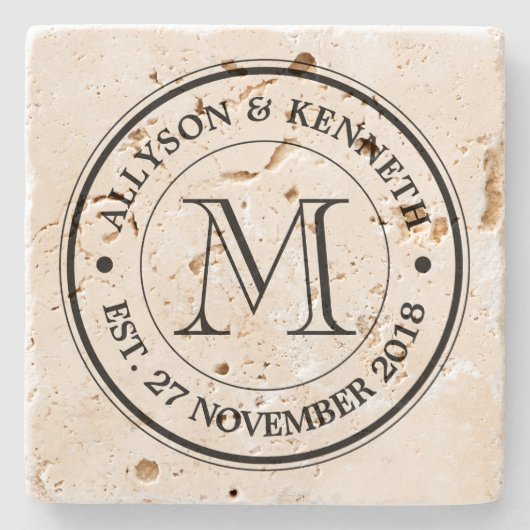 あなた自身のバーラップにレトロのロゴのモノグラムをして下さい ストーンコースター (正面)