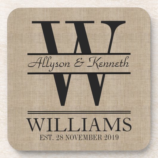 あなた自身のバーラップのロゴ記念日のモノグラムを作成して下さい コースター (正面)