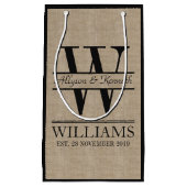 あなた自身のバーラップのロゴ記念日のモノグラムを作成して下さい スモールペーパーバッグ (正面)