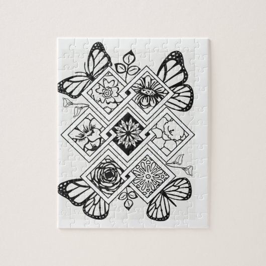 あなた自身のパズルの蝶花を着色して下さい ジグソーパズル (縦)