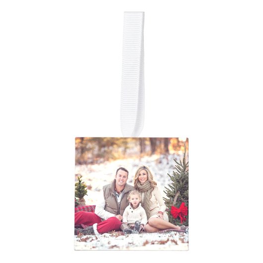 あなた自身のパーソナライズな3つの写真の立方体のオーナメントを作って下さい キューブオーナメント (正面)