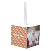 あなた自身のパーソナライズな3つの写真の立方体のオーナメントを作って下さい キューブオーナメント (裏面アングル)