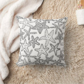 あなた自身のヒトデの白黒沿岸を絵を描いて下さい クッション (ブランケット)