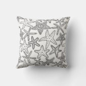 あなた自身のヒトデの白黒沿岸を絵を描いて下さい クッション (裏面)
