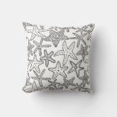 あなた自身のヒトデの白黒沿岸を絵を描いて下さい クッション (正面)
