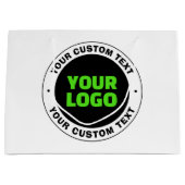 あなた自身のビジネス ロゴまたはアップロードしたデザインを追加する ラージペーパーバッグ (正面)