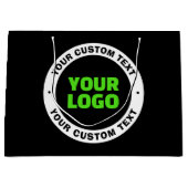 あなた自身のビジネス ロゴまたはアップロードしたデザインを追加する ラージペーパーバッグ (正面)