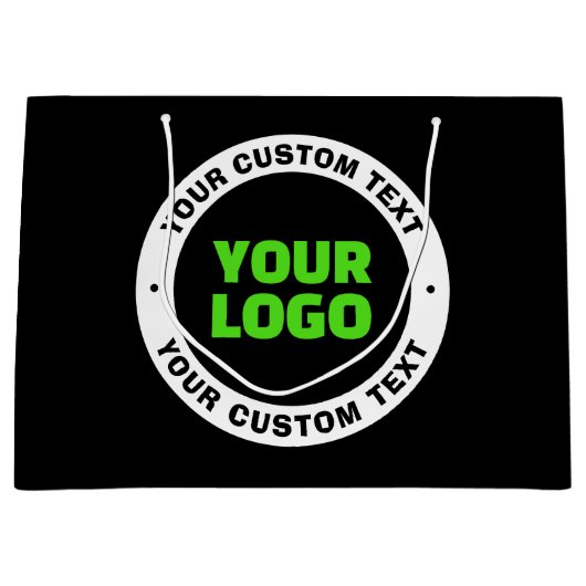 あなた自身のビジネス ロゴまたはアップロードしたデザインを追加する ラージペーパーバッグ (正面)