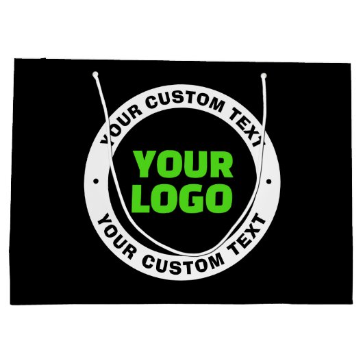 あなた自身のビジネス ロゴまたはアップロードしたデザインを追加する ラージペーパーバッグ (裏面)