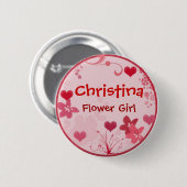 あなた自身のフラワー・ガールボタン-テンプレート--をカスタマイズ 缶バッジ (正面&裏面)