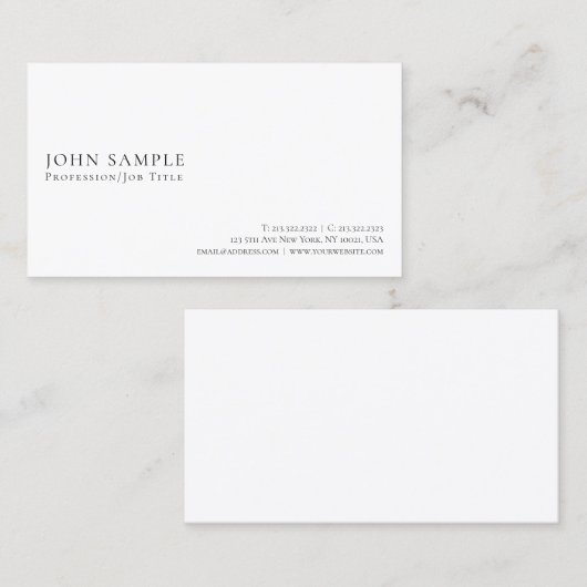 あなた自身のモダンでエレガントで白いミニマル作成して下さい 名刺 (正面/裏面)