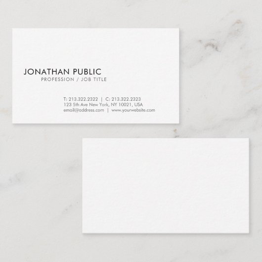 あなた自身のモダンでエレガントで白いミニマル作成して下さい 名刺 (正面/裏面)