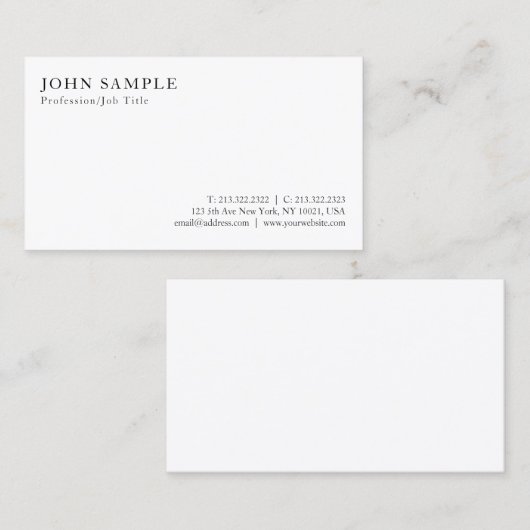 あなた自身のモダンでエレガントで白いミニマル作成して下さい 名刺 (正面/裏面)