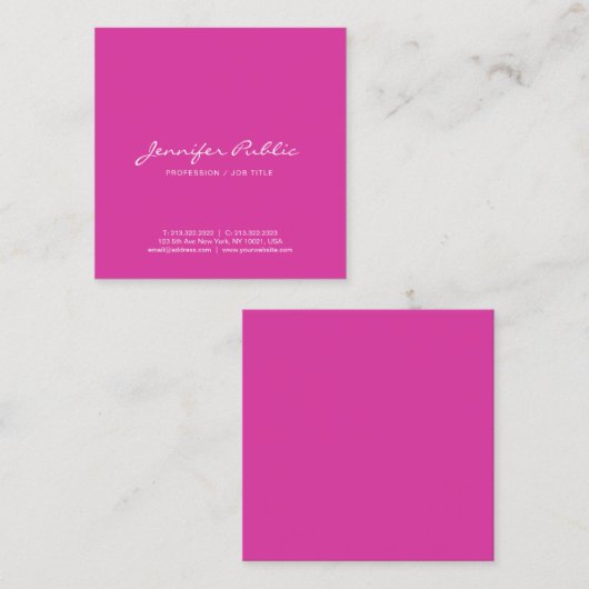 あなた自身のモダンでエレガントなピンクのシンプルを作成して下さい スクエア名刺 (正面/裏面)