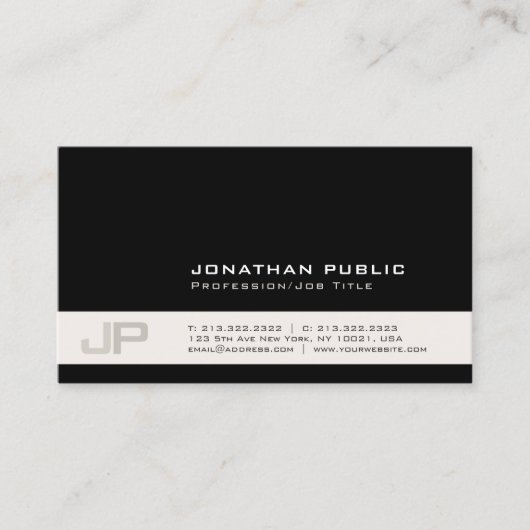 あなた自身のモダンでスタイリッシュな色のモノグラムを作成して下さい 名刺 (正面)