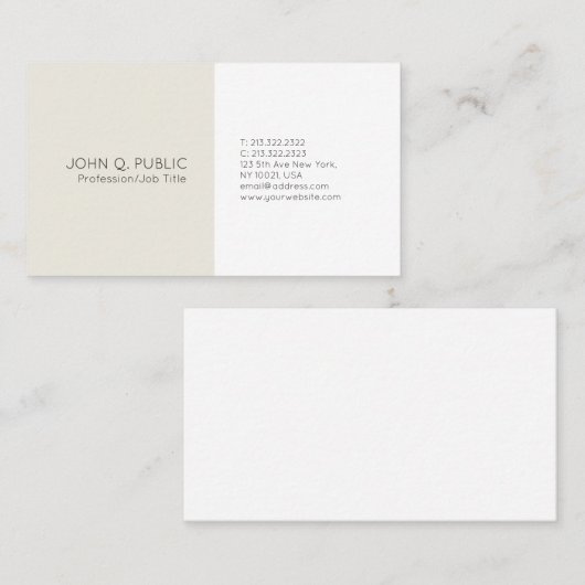 あなた自身のモダンで上品な最小主義の平野を作成して下さい 名刺 (正面/裏面)