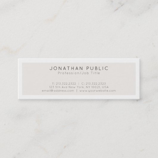 あなた自身のモダンな最小主義のエレガントなデザインを作成して下さい スキニー名刺 (正面)