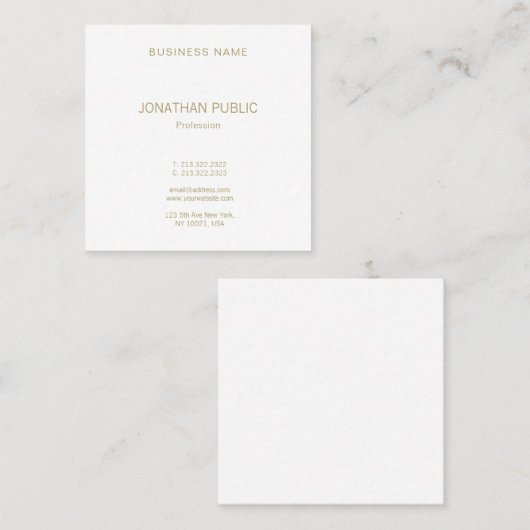 あなた自身のモダンな金ゴールドの文字のフォントのお洒落なユニーク作成して下さい スクエア名刺 (正面/裏面)