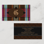 あなた自身のモノグラムのプレッピーな格子縞の名刺を加えて下さい 名刺 (正面/裏面)