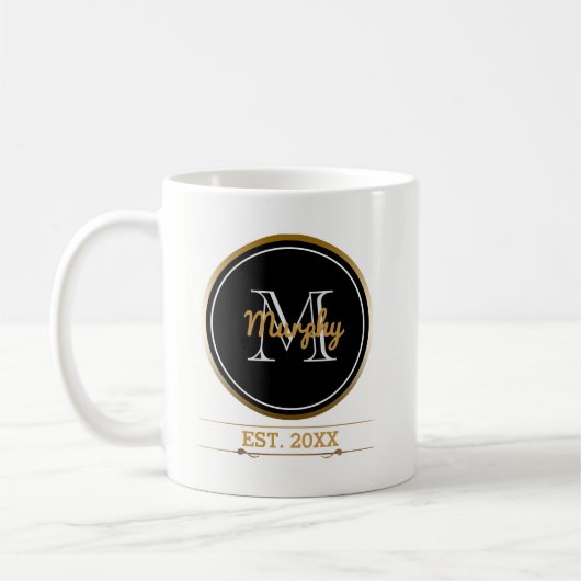 あなた自身のモノグラム|家族によって確立される年を作成して下さい コーヒーマグカップ (左)