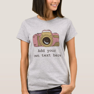 あなた自身のレディースカメラマンのカメラのTシャツを作って下さい Tシャツ