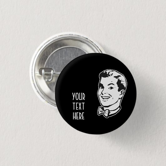 あなた自身のレトロの人のちょうネクタイのギフトを作成して下さい 缶バッジ (正面&裏面)