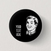 あなた自身のレトロの人のちょうネクタイのギフトを作成して下さい 缶バッジ (正面)