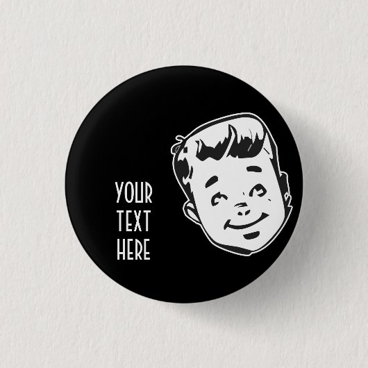 あなた自身のレトロの男の子のギフトを作成して下さい 缶バッジ (正面)