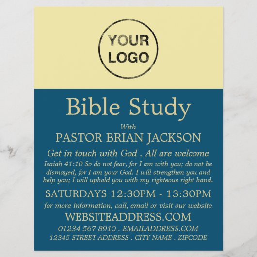 あなた自身のロゴを追加、キリスト教聖書教室の広告 チラシ (正面)