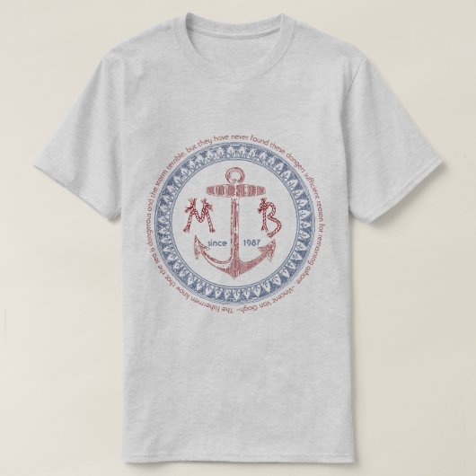 あなた自身のヴィンテージのいかりに航海のなモノグラムをして下さい Tシャツ (デザイン正面)