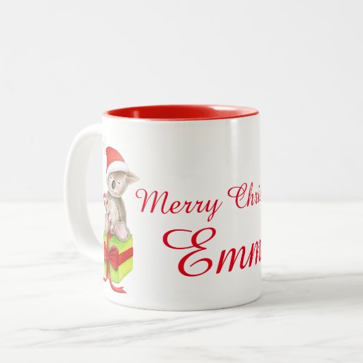 あなた自身の一流のクリスマスのコアラのマグを加えて下さい ツートーンマグカップ (正面左)
