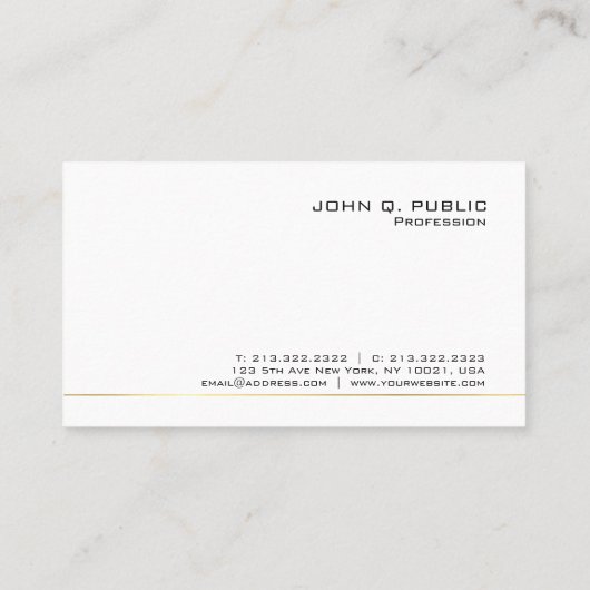 あなた自身の上品な白黒の金ゴールドの贅沢を作成して下さい 名刺 (裏面)