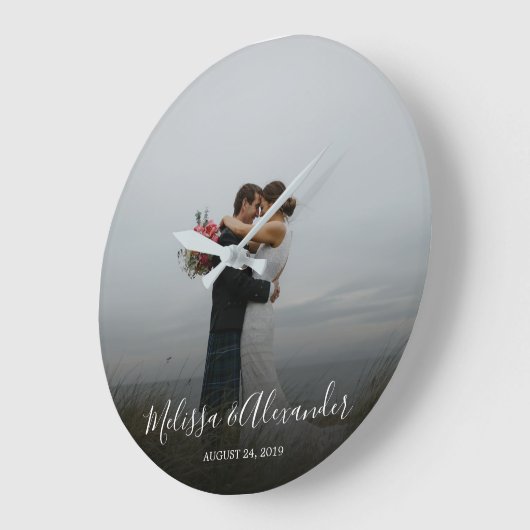 あなた自身の個人的な写真の結婚式を作成して下さい ラージ壁時計 (傾斜)