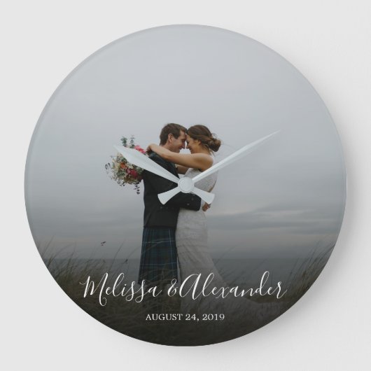あなた自身の個人的な写真の結婚式を作成して下さい ラージ壁時計 (正面)