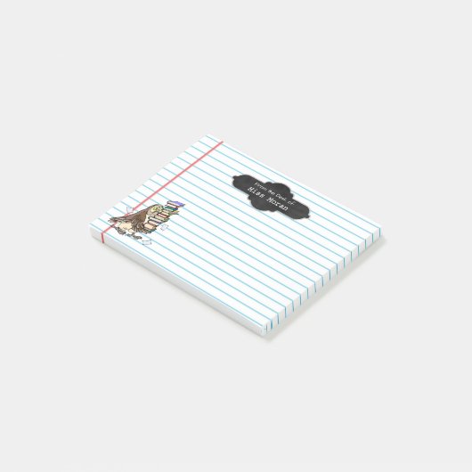 あなた自身の先生の名前|のパーソナライズなフクロウを作成して下さい ポストイット (アングル)