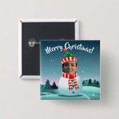 あなた自身の写真とカスタマイズおもしろいな雪だるま 缶バッジ (正面&裏面)