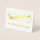 あなた自身の写真のクリスマスのサンタのトナカイのそりを加えて下さい 箔カード (正面)