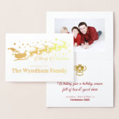 あなた自身の写真のクリスマスのサンタのトナカイのそりを加えて下さい 箔カード (ディスプレー)