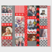 あなた自身の写真のクリスマスのパッチワークのモンタージュを加えて下さい ラッピングペーパー (フラット)