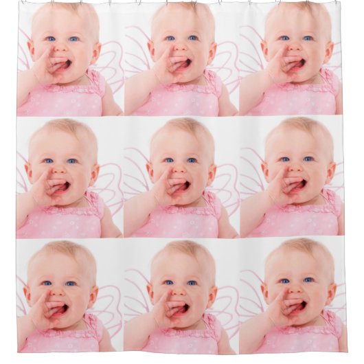 あなた自身の写真のコラージュパターンを作成して下さい シャワーカーテン (正面)
