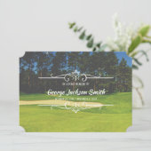 あなた自身の写真のゴルフ告別式のゴルファーを加えて下さい 招待状 (スタンド正面)