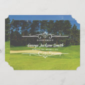 あなた自身の写真のゴルフ告別式のゴルファーを加えて下さい 招待状 (正面/裏面)