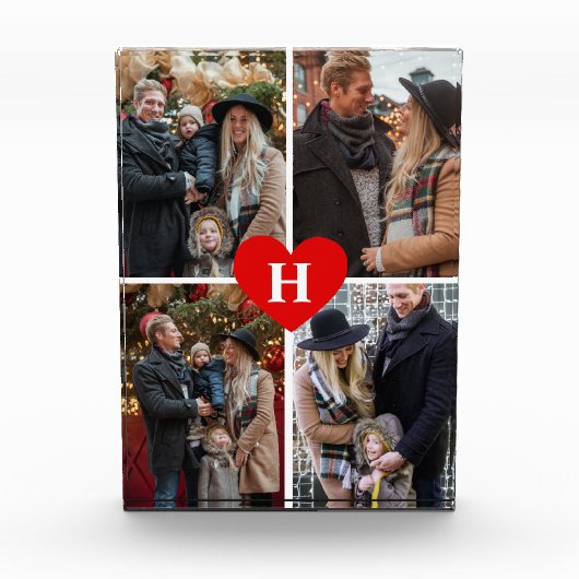 あなた自身の写真のハートのモノグラムのな写真のブロックを加えて下さい フォトブロック (正面)