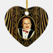 あなた自身の写真のハートを挿入して下さい セラミックオーナメント (正面)