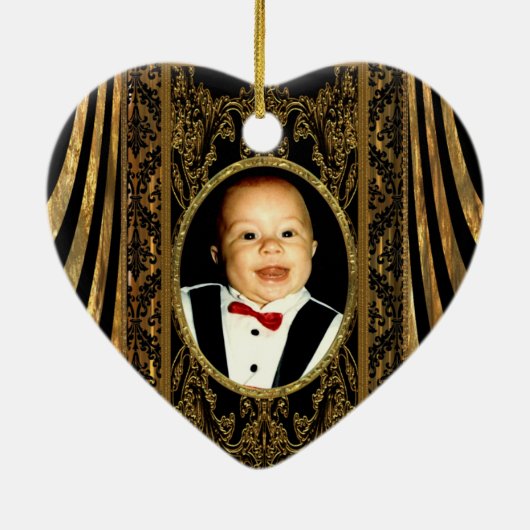 あなた自身の写真のハートを挿入して下さい セラミックオーナメント (裏面)