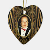 あなた自身の写真のハートを挿入して下さい セラミックオーナメント (左)