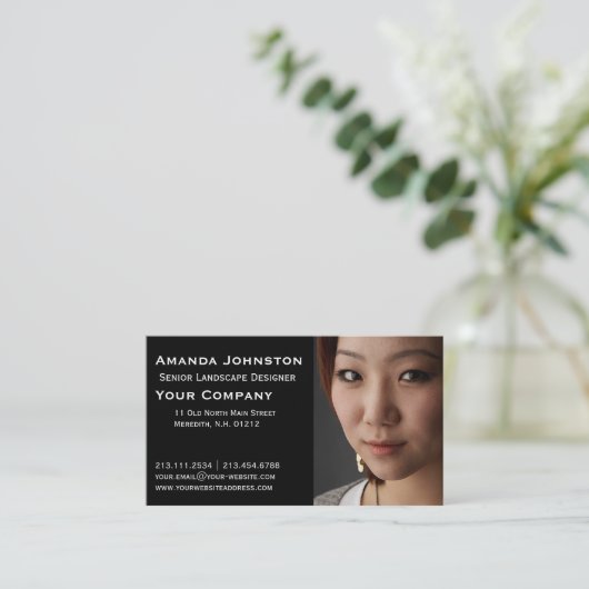 あなた自身の写真のポートレートを加えて下さい 名刺 (スタンド正面)